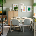 SKÅLSTA Table and 4 chairs, oak effect straight light grey-beige/Knäbäck beige tubular metal/light grey-beige, 140x80 cm