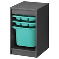 TROFAST Storage combination with box/trays, grey/turquoise, 34x44x56 cm