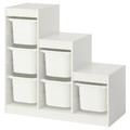 TROFAST Storage combination with boxes, white/white, 99x44x94 cm