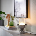 ACKJA / MOLNART Table lamp with light bulb, chrome effect/clear glass patterned
