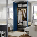 PAX / FYRUDDEN Wardrobe combination, dark grey/blue, 100x60x236 cm