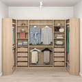 PAX Corner wardrobe, white stained oak effect, 113/276/113x201 cm