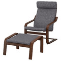 POÄNG Armchair and footstool, brown/Skiftebo dark grey