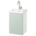 ENHET / TVÄLLEN Wash-stnd w door/wash-basin/tap, white/pale grey-green, 44x43x65 cm