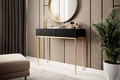 Modern Console Table Dresser Dressing Table Nicole, matt black, gold legs