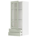 METOD / MAXIMERA Wall cabinet w glass door/2 drawers, white/Stensund light green, 40x100 cm