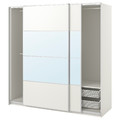 PAX / MEHAMN/AULI Wardrobe with sliding doors, white double sided/white mirror glass, 200x66x201 cm