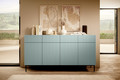 Cabinet with 4 Doors & 4 Drawers Nicole 200cm, sage, black legs