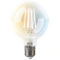 KAJPLATS LED bulb E27 806 lumen, smart white spectrum/clear/globe, 95 mm