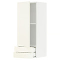 METOD / MAXIMERA Wall cabinet with door/2 drawers, white/Vallstena white, 40x100 cm