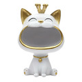 Decorative Figure with Storage Cat, white/gold