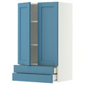 METOD / MAXIMERA Wall cabinet w 2 doors/2 drawers, white/Lerhyttan blue, 60x100 cm
