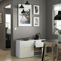 BESTÅ Storage combination w doors/drawers, white/Selsviken high-gloss/white, 120x42x65 cm