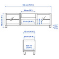 BESTÅ TV bench, white/Lappviken/Stubbarp white clear glass, 180x42x48 cm