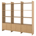 LÅDMAKARE Storage combination w sliding doors, with 9 shelves/oak effect, 238x35x212 cm