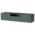 BESTÅ TV bench, black-brown/Krukmakare dark grey-green, 180x42x39 cm