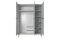 Wardrobe Nicole with Drawer Unit 150 cm, sage, gold handles and legs