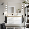 ÄNGSJÖN / BACKSJÖN Wash-stnd w drawers/wash-basin/taps, high-gloss white/bamboo, 122x49x71 cm
