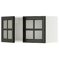 METOD Wall cabinet with 2 glass doors, white/Bodbyn black, 80x40 cm