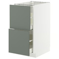 METOD / MAXIMERA Base cb 2 fronts/2 high drawers, white/Nickebo matt grey-green, 40x60 cm
