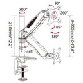 Monitor Desk Arm 15-27", 8kg, Silver-Black