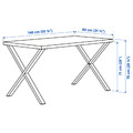 SKÅLSTA Table, dark grey-green marble effect/X-shaped black-grey, 140x80 cm