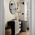 BESTÅ Storage combination with doors, black-brown, Selsviken high-gloss/beige, 120x42x65 cm