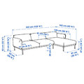 ÄPPLARYD 4-seat sofa with chaise longue, Lejde grey/black
