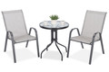 Elegant Outdoor Table with 2 Chairs, Duo 60 cm, grey