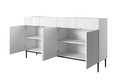 Cabinet with 4 Doors & 4 Drawers Nicole 200cm, matt white, black legs