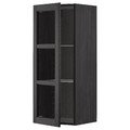 METOD Wall cabinet w shelves/glass door, black/Lerhyttan black stained, 40x100 cm