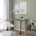 LAGKAPTEN / KRILLE Desk, grey-turquoise/black, 120x60 cm