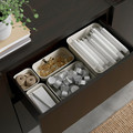 BESTÅ Storage combination with drawers, black-brown/Selsviken high-gloss/black smoked glass, 180x42x65 cm