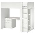 SMÅSTAD Loft bed, white with frame/with desk with 4 drawers, 90x200 cm