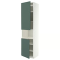 METOD High cab f micro w 2 doors/shelves, white/Aspudden dark grey-green, 60x60x240 cm