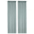 STENFRÖ Sheer curtains, 1 pair, turquoise/with heading tape, 145x300 cm