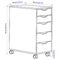 ALEX Drawer unit on castors, dark grey/black, 36x76 cm