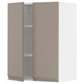 METOD Wall cabinet with shelves/2 doors, white/Upplöv matt dark beige, 60x80 cm