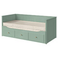 HEMNES Day-bed w 3 drawers/2 mattresses, grey-green/Vannareid firm, 80x200 cm