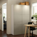 BESTÅ Storage combination with doors, white, Selsviken high-gloss beige, 120x40x192 cm
