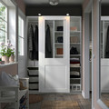 PAX / GRIMO Wardrobe combination, white/clear glass white, 150x66x201 cm