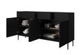 Cabinet with 4 Doors & 4 Drawers Nicole 200cm, matt black, black legs