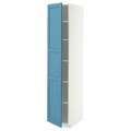 METOD High cabinet with shelves, white/Lerhyttan blue, 40x60x200 cm