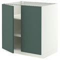 METOD Base cabinet with shelves/2 doors, white/Aspudden dark grey-green, 80x60 cm