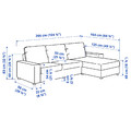 VIMLE 3-seat sofa with chaise longue, with wide armrests/Hallarp beige