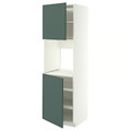 METOD High cab f oven w 2 doors/shelves, white/Aspudden dark grey-green, 60x60x200 cm