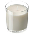 LOTSFÅGEL Scented candle in glass, Vanilla pale beige, 40 hr