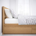 MALM Bed frame, high, w 2 storage boxes, white stained oak veneer, 160x200 cm