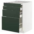 METOD / MAXIMERA Bc w pull-out work surface/3drw, white/Havstorp deep green, 60x60 cm