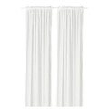 MÄSTERROT Curtains, 1 pair, white white/grid with heading tape, 145x300 cm